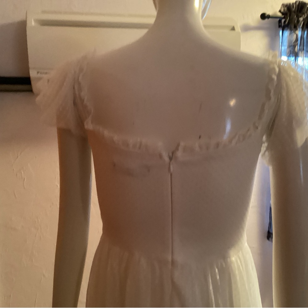 White Midi Swiss Dot Cap-Sleeve Dress - Picture 9 of 10